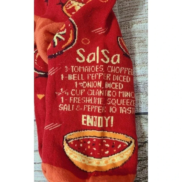 Primitives By Kathy Women's Salsa Recipe Socks One Size Red Orange New - Picture 3 of 5